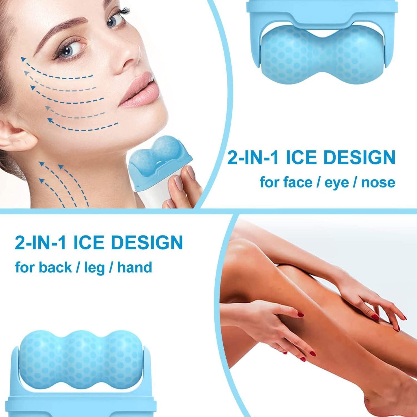 2-in-1 Upgraded Ice Roller – Face & Eye Therapy, Neck & Body Relief | Depuffing, Redness Relief, Soothes Muscles – Dual-Sided Skincare & Recovery Essential